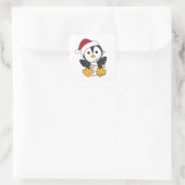 Pinguïns met kerstwinterpinguïns vierkante sticker (Tas)