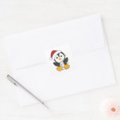 Pinguïns met kerstwinterpinguïns vierkante sticker (Envelop)