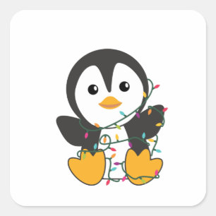 Pinguïns met kerstwinterpinguïns vierkante sticker