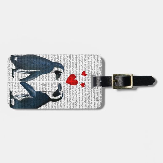 pinguïns met liefdesharten bagagelabel (Voorkant horizontaal)
