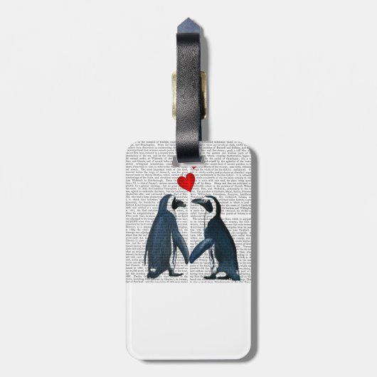 pinguïns met liefdesharten bagagelabel (Achterkant verticaal)