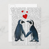 pinguïns met liefdesharten briefkaart (Voorkant / Achterkant)