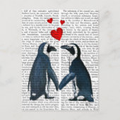 pinguïns met liefdesharten briefkaart (Voorkant)