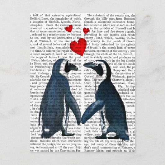 pinguïns met liefdesharten briefkaart (Voorkant)