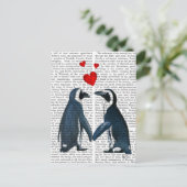 pinguïns met liefdesharten briefkaart (Staand voorkant)