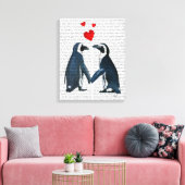 pinguïns met liefdesharten canvas afdruk (Insitu (Woonkamer))