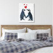 pinguïns met liefdesharten canvas afdruk (Insitu (Slaapkamer))
