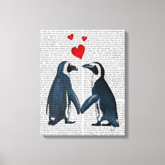 pinguïns met liefdesharten canvas afdruk (Voorkant)