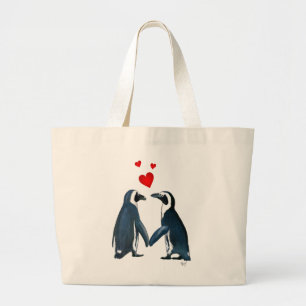 pinguïns met liefdesharten grote tote bag
