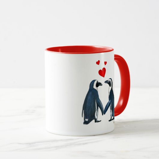 pinguïns met liefdesharten mok (Voorkant rechts)