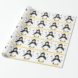 Pinguïns met Muzieknoten Cadeaupapier