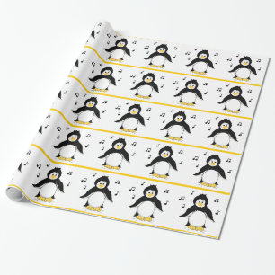 Pinguïns met Muzieknoten Cadeaupapier