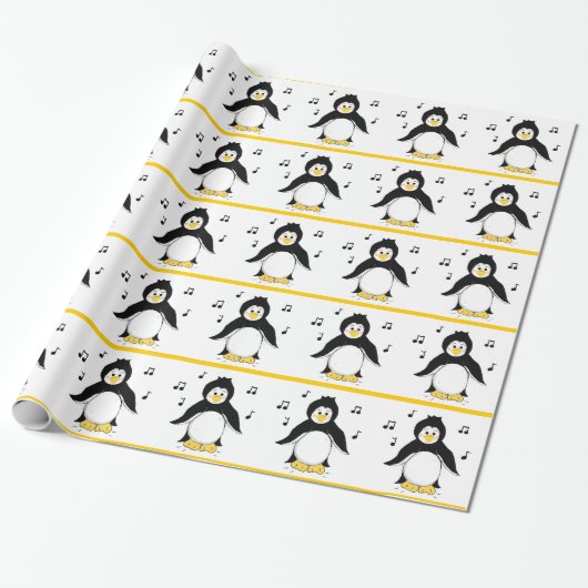 Pinguïns met Muzieknoten Cadeaupapier (Uitgerold)