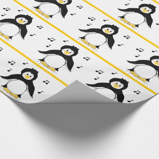 pinguïns met muzieknotities cadeaupapier (Hoek)