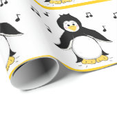 pinguïns met muzieknotities cadeaupapier (Rol Hoek)