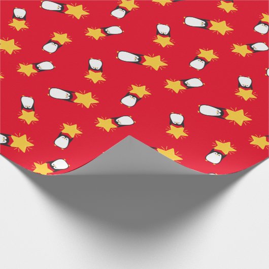 Pinguïns met ster - cadeaupapier (Hoek)