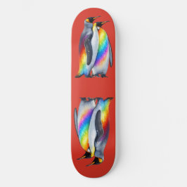 Pinguïns met trots staan samen persoonlijk skateboard