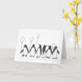 Pinguïns met verjaardagsballonnen kaart (Gele Bloem)