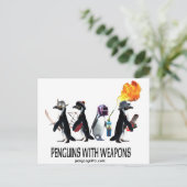 pinguïns met wapens briefkaart (Staand voorkant)