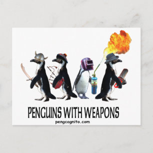 pinguïns met wapens briefkaart