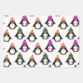 Pinguïns met winterpetten inpakpapier vel (Voorkant 2)