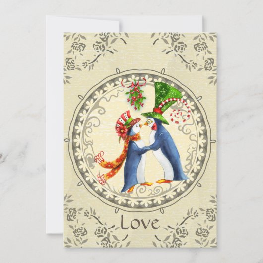 Pinguïns, Mistslierten Vintage Winter Save the Dat Kaart (Voorkant)