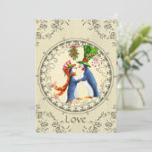 Pinguïns, Mistslierten Vintage Winter Save the Dat Kaart (Staand voorkant)