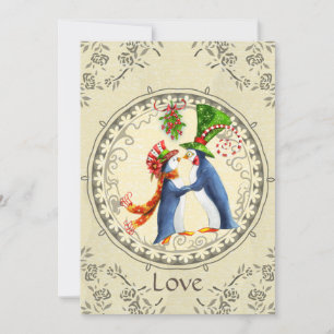 Pinguïns, Mistslierten Vintage Winter Save the Dat Kaart