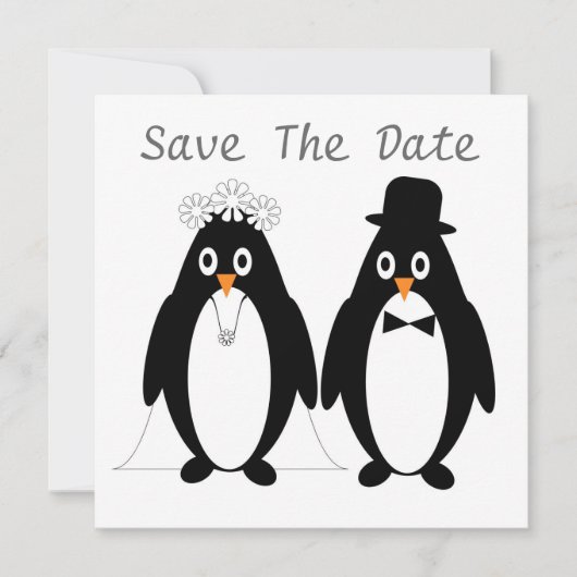 Pinguïns ontwerp Bewaar de datum bruiloft uitnodig Save The Date (Voorkant)