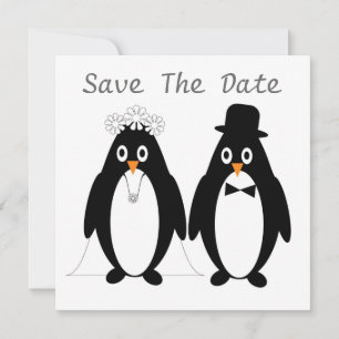 Pinguïns ontwerp Bewaar de datum bruiloft uitnodig Save The Date