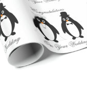 Pinguïns ontwerp bruiloft cadeaupapier (Rol Hoek)