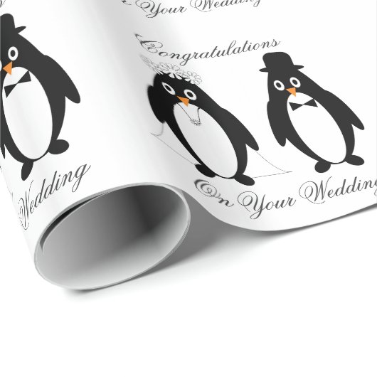 Pinguïns ontwerp bruiloft cadeaupapier (Rol Hoek)