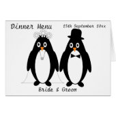 Pinguïns Ontwerp Bruiloft Diner Menu (Voorkant Horizontaal)