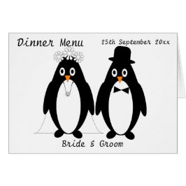 Pinguïns Ontwerp Bruiloft Diner Menu