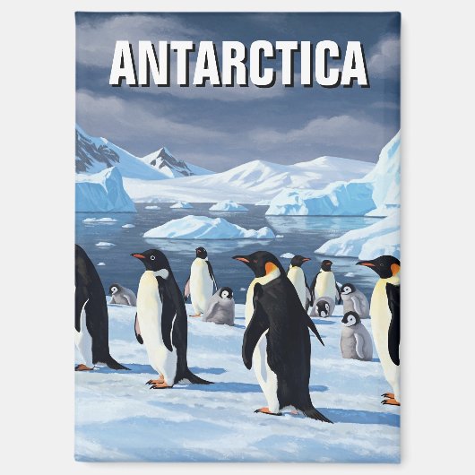 Pinguïns op Antarctica Reizen Magneet (Voorkant)