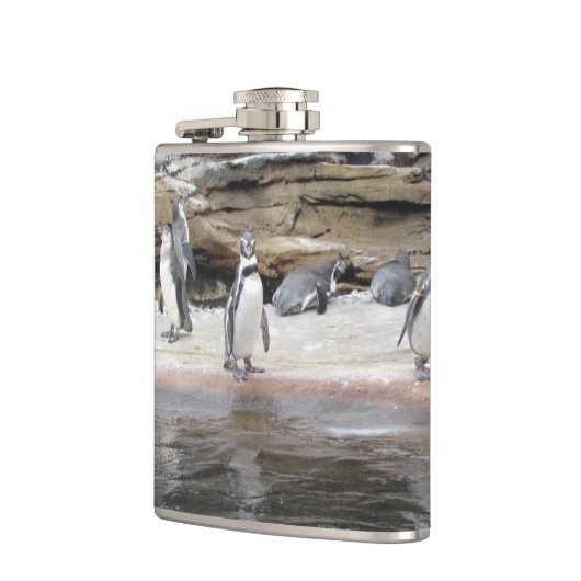 Pinguïns op de rotsen heupfles (Links)