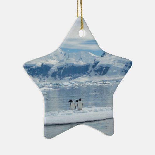 Pinguïns op een ijsberg keramisch ornament (Rechts)