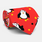 Pinguïns op kerststemming Santa hat en plezier Stropdas (Opgerold)