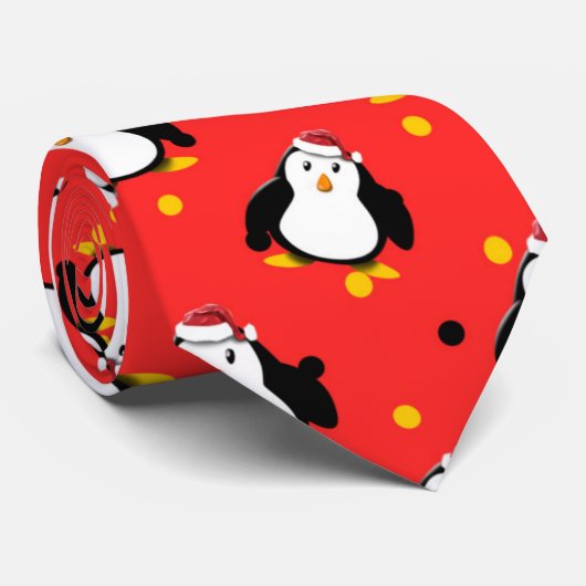 Pinguïns op kerststemming Santa hat en plezier Stropdas (Opgerold)