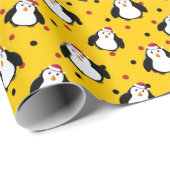 Pinguïns op kerststemmingsbriefjes cadeaupapier (Rol Hoek)