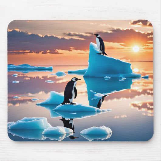 Pinguïns op smeltende ijsbergen muismat (Voorkant)