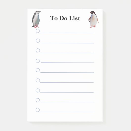 Pinguïns op witte gelinieerde takenlijst post-it® notes (Voorkant)