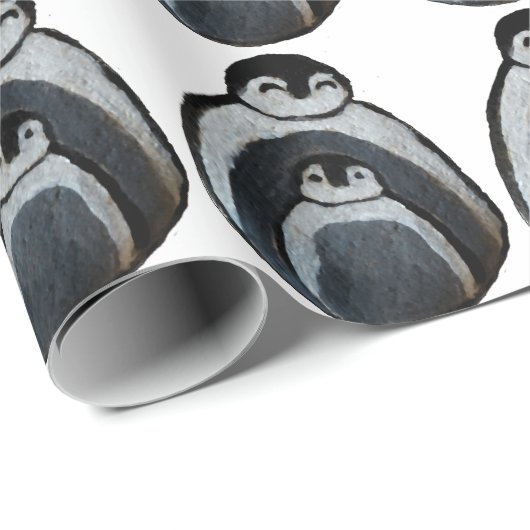 Pinguïns Ouder Kind Drawing Matte Wrapping Papier (Rol Hoek)