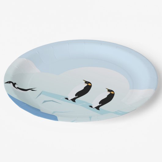 pinguïns papieren bordje (Gekanteld)