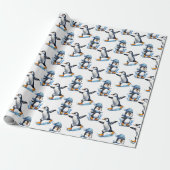 Pinguïns Patroon Ontwerp Cadeaupapier (Uitgerold)