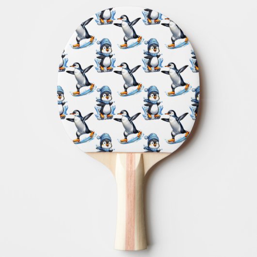 Pinguïns Patroon Ontwerp Tafeltennisbatje (Voorkant)