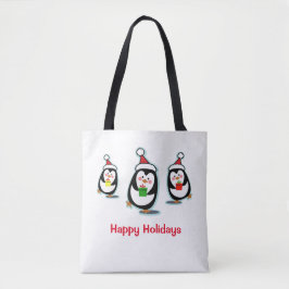 Pinguïns Prettige feestdagen kerstCanvas tas
