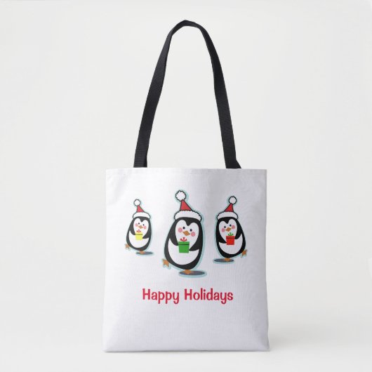 Pinguïns Prettige feestdagen kerstCanvas tas (Voorkant)