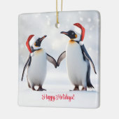 Pinguïns Prettige Feestdagen Kerstmis Keramisch Ornament (Links)