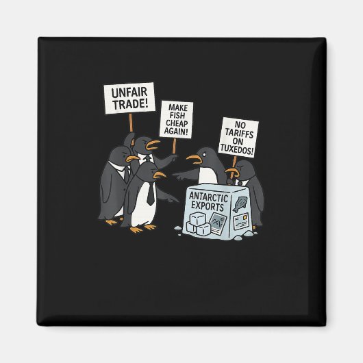 Pinguïns protesteren tegen tarieven Funny Penguin  Magneet (Voorkant)